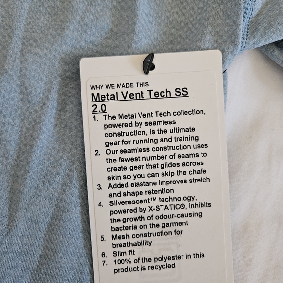 Lululemon Metal Vent Tech Short Sleeve 2.0 PERO/BZEB Breeze Blue Men’s Size XL - Picture 3 of 6